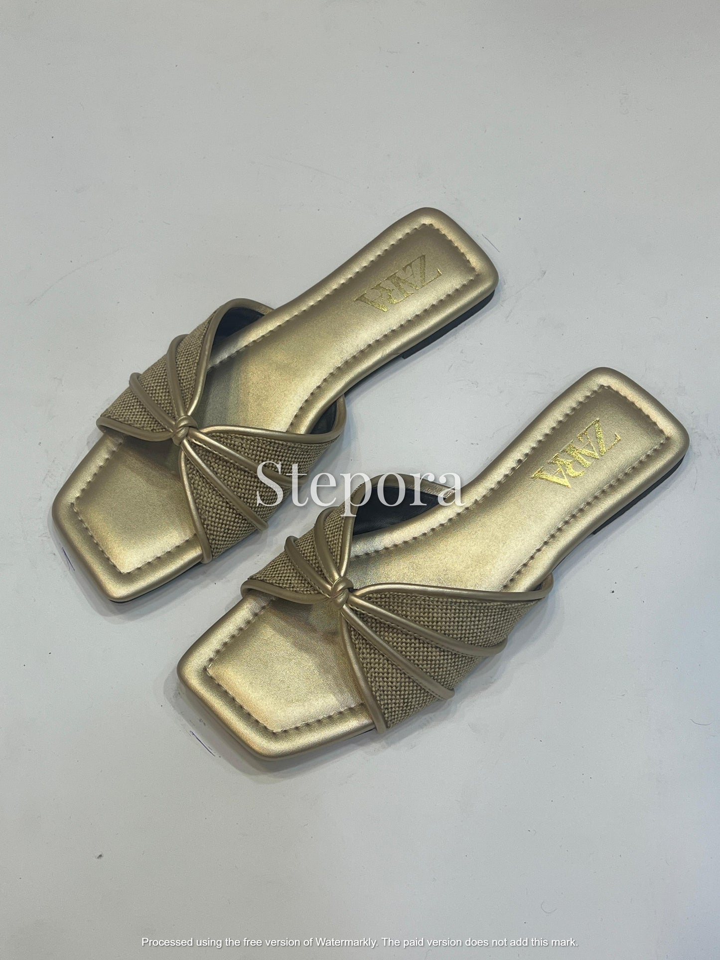 Chic Square Toe Flat Sliders with Knotted Woven Strap