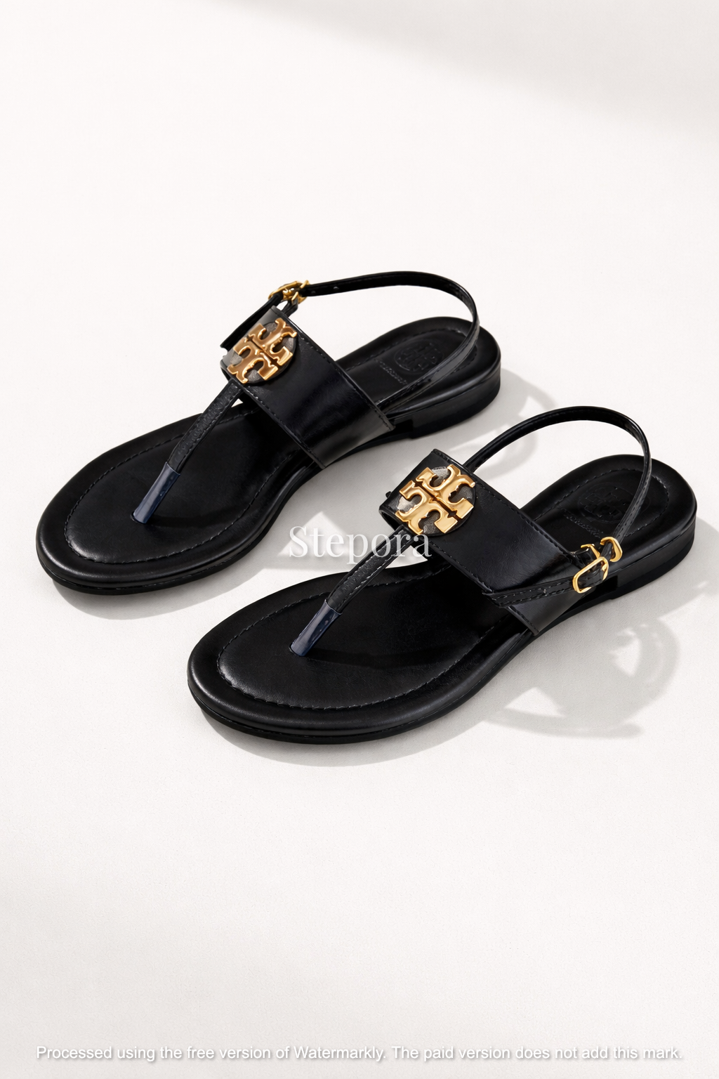 Emblem T-Strap Flat Sandals