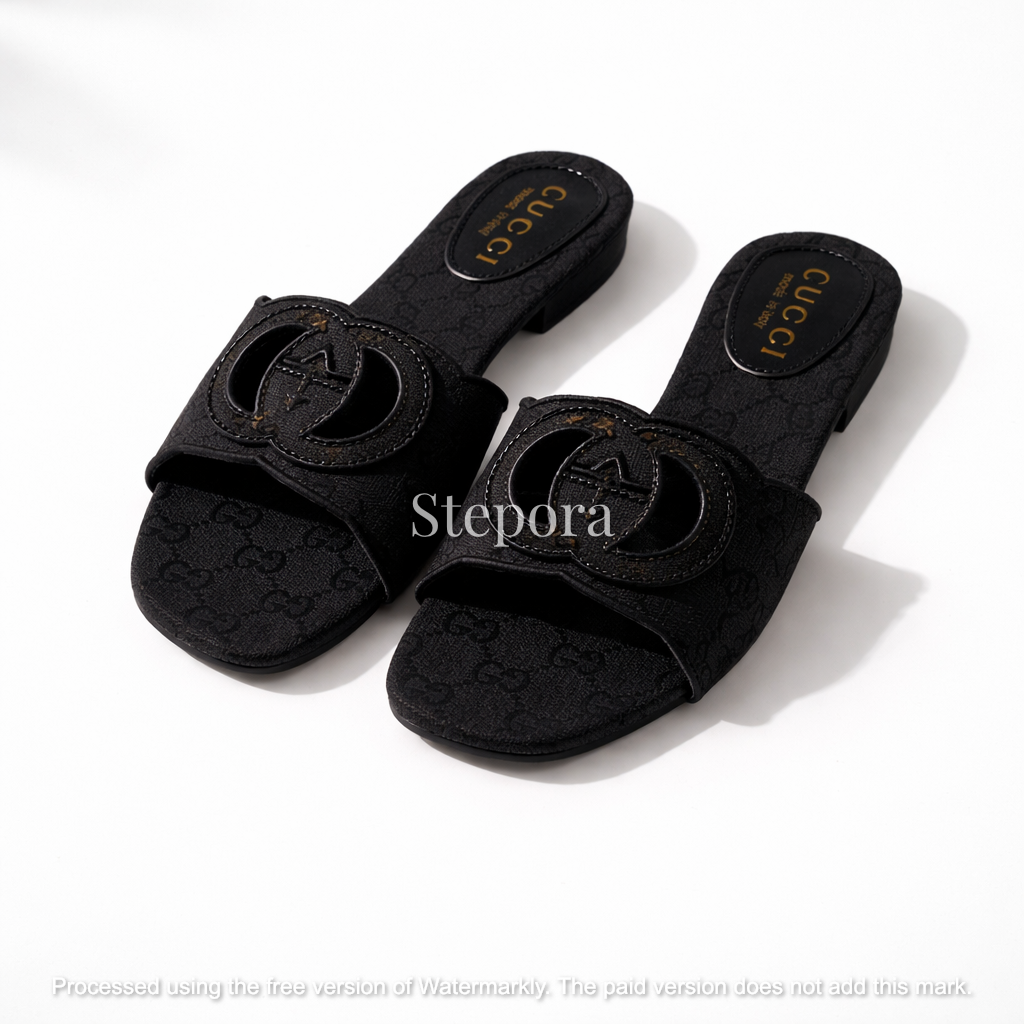 Monogram Canvas Open-Toe Slide Sandals