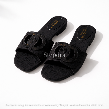 Monogram Canvas Open-Toe Slide Sandals