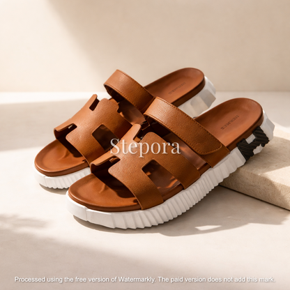 Women's Chunky Platform H-Strap Sandals - Sport-Luxe Slides