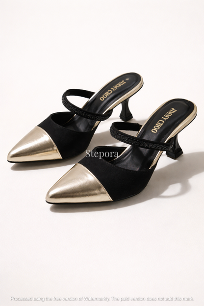 Two-Tone Cap-Toe Mules