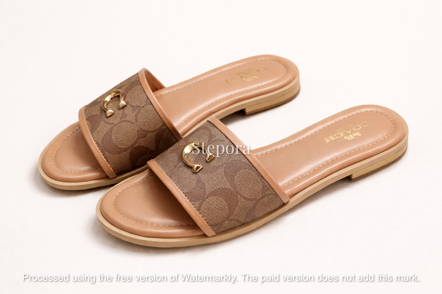 Monogram Strap Slide Sandals