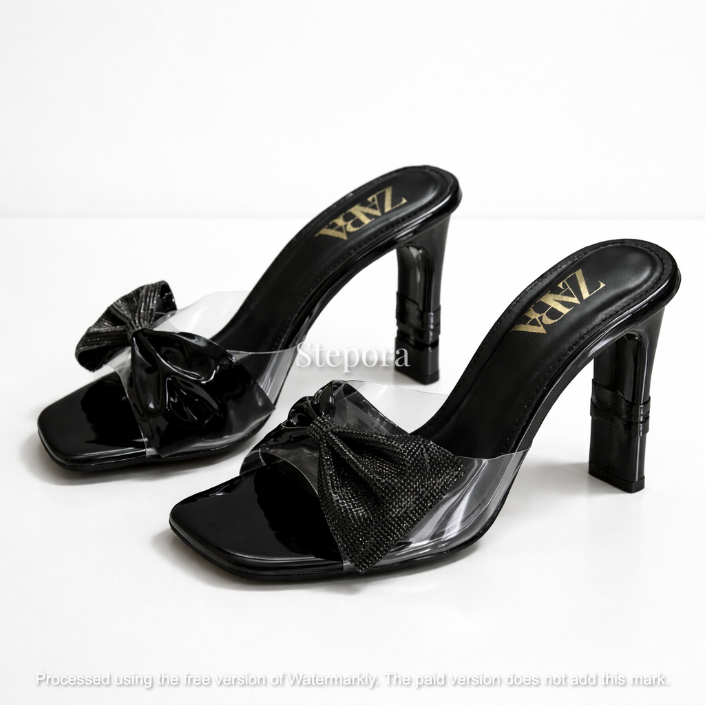 Clear Bow Heeled Sandals
