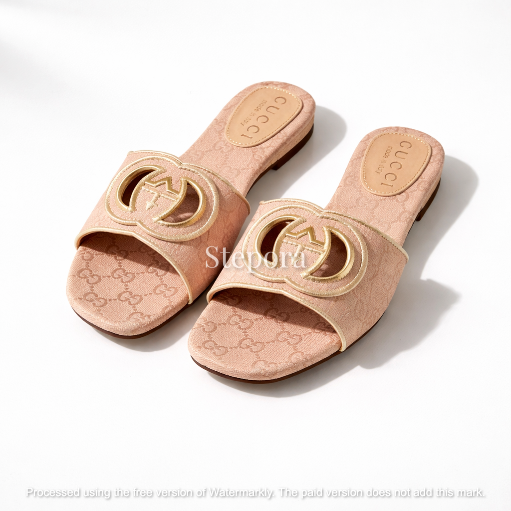 Monogram Canvas Open-Toe Slide Sandals