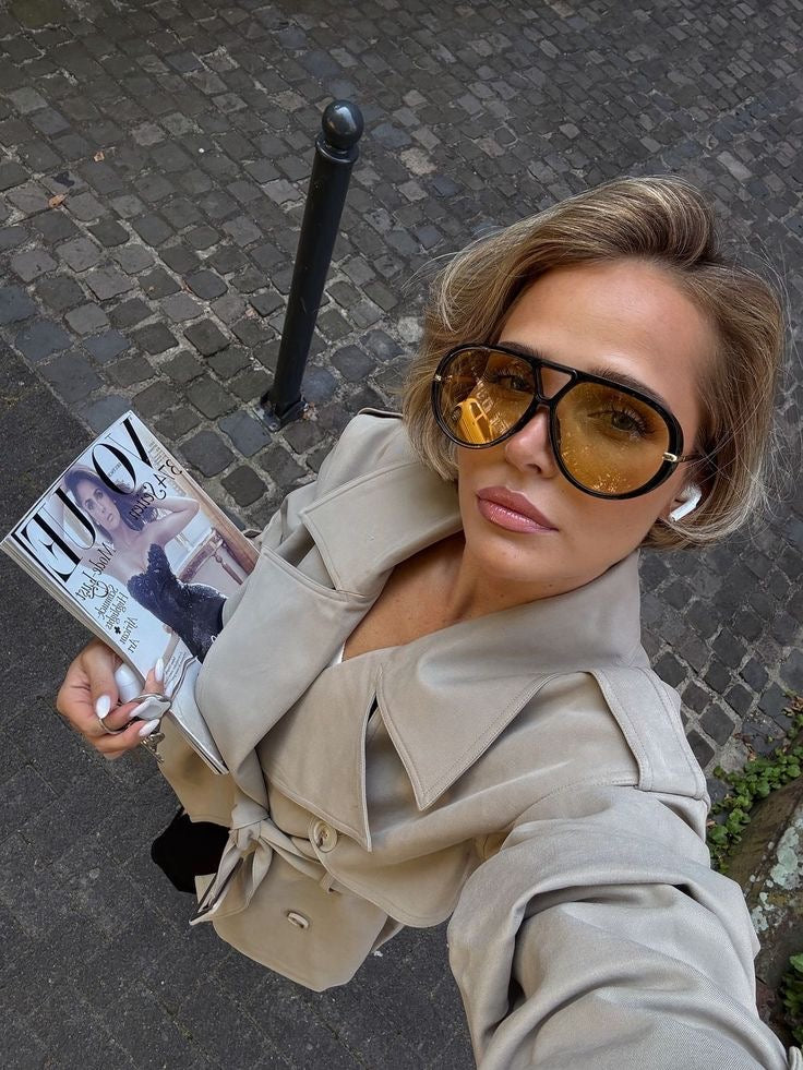 Architectural Drop-Temple Aviator Sunglasses