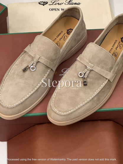 Premium Suede Loafers with Charms – Handcrafted Slip-On Summer Walk Shoes