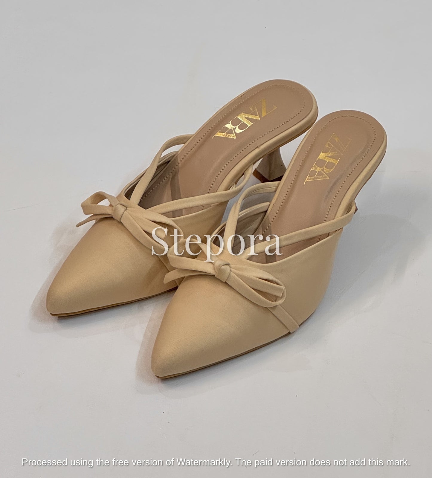 Pointed-Toe Bow Detail Kitten Heel Mules - Elegant Slip-On Slingback Pumps for Women