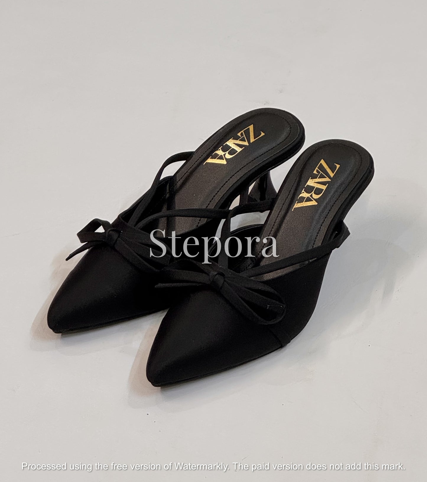 Pointed-Toe Bow Detail Kitten Heel Mules - Elegant Slip-On Slingback Pumps for Women