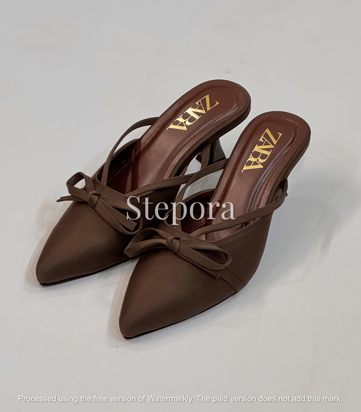 Pointed-Toe Bow Detail Kitten Heel Mules - Elegant Slip-On Slingback Pumps for Women