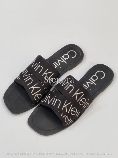 Contemporary Script Print Criss-Cross Slides – Women’s Everyday Flat Sandals