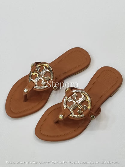 Gold Medallion Cutout Thong Sandals – Women’s Premium Flat Flip-Flops