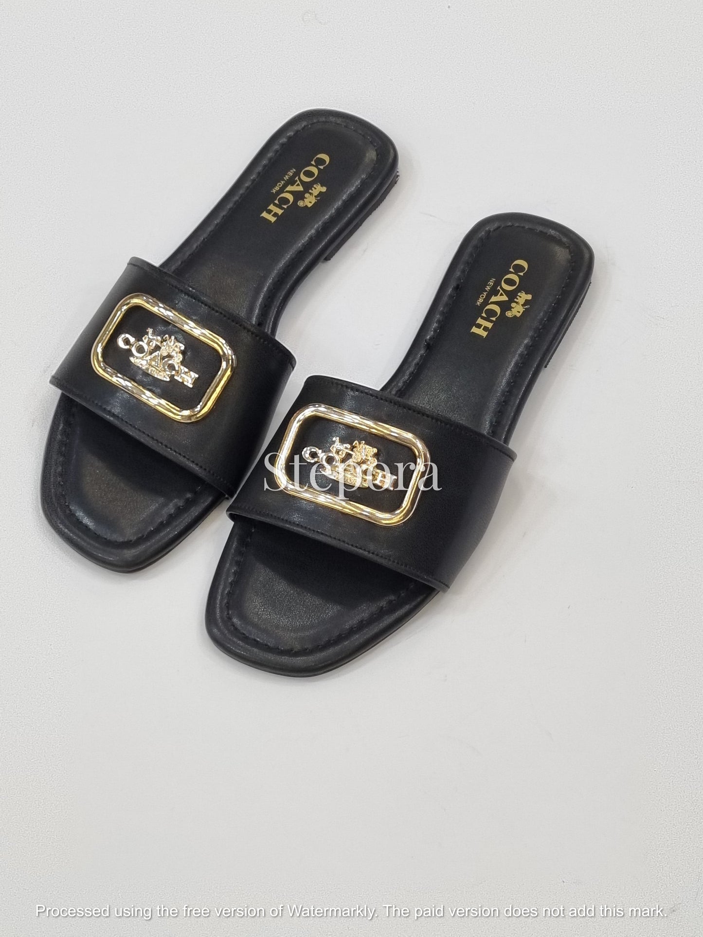 Classic Carriage Buckle Slides – Women’s Elegant Flat Sandals