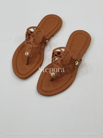 Laser-Cut Emblem Thong Sandals – Women’s Classic Flat Flip-Flops