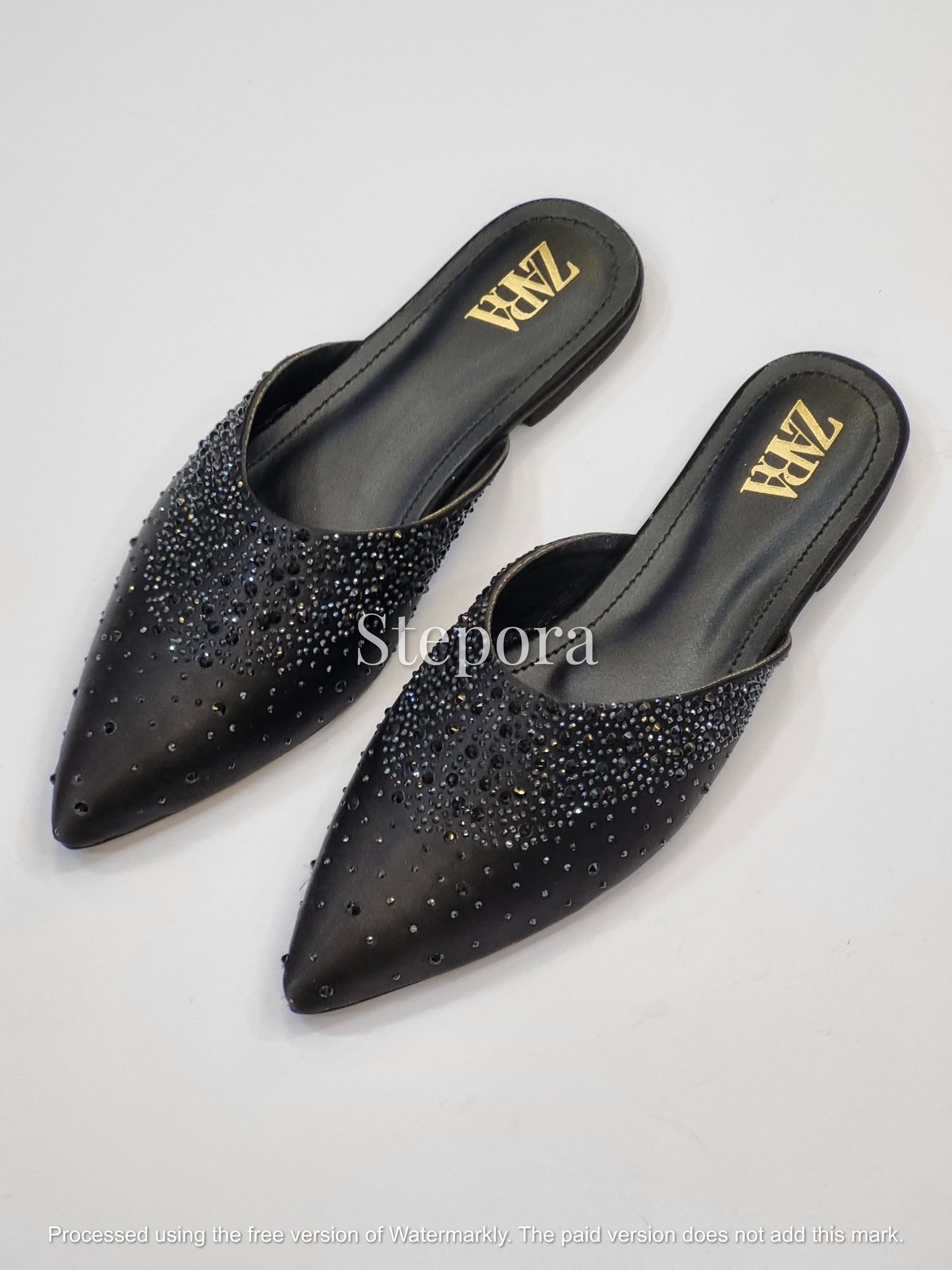 Sparkling Rhinestone Pointed Toe Mules – Women’s Dressy Flat Slides