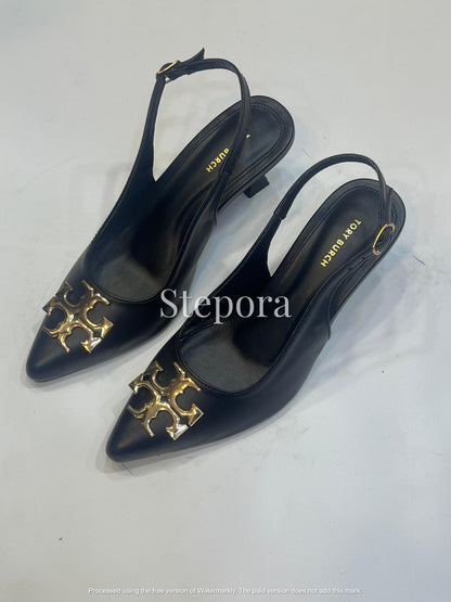 Premium Pointed Toe Collection – Matte Buckle & Gold Medallion Kitten Heels