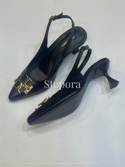 Premium Pointed Toe Collection – Matte Buckle & Gold Medallion Kitten Heels