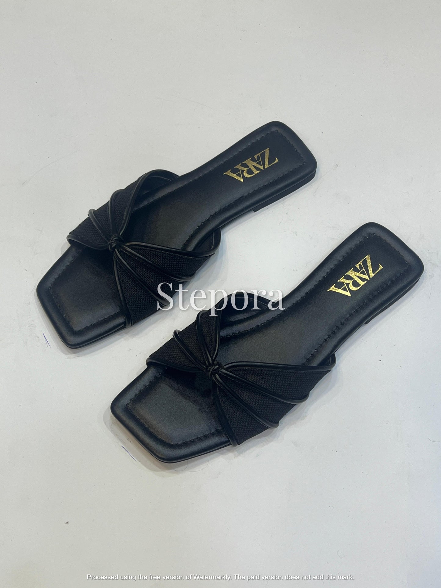 Chic Square Toe Flat Sliders with Knotted Woven Strap