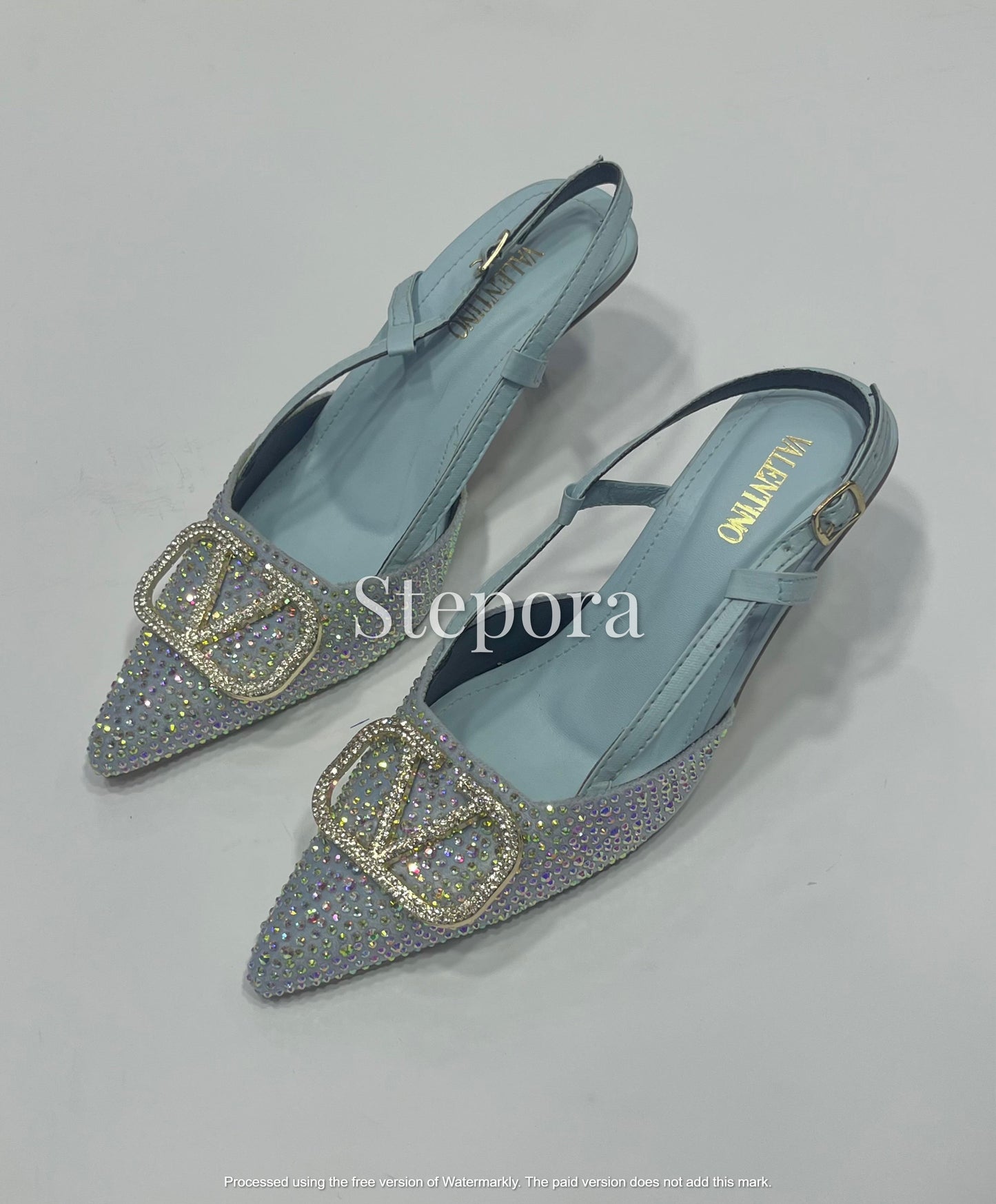 Sparkly Crystal Encrusted Pointed Toe Slingback Heels – Elegant Low Heel Evening Pumps