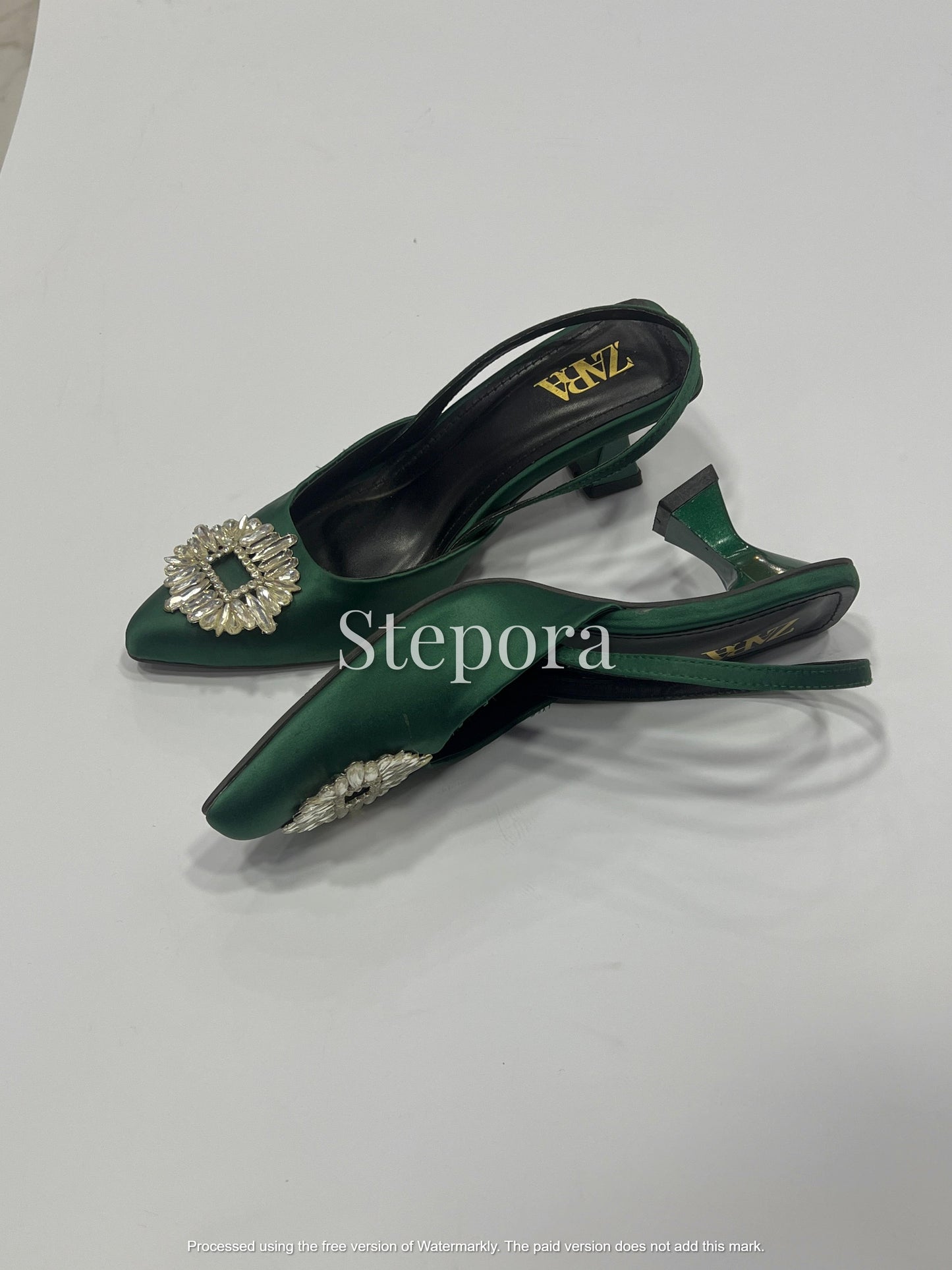 Pointed-Toe Embellished Mesh Kitten Heel Mules – Sparkling Pearl and Sequin Bridal Party Shoes