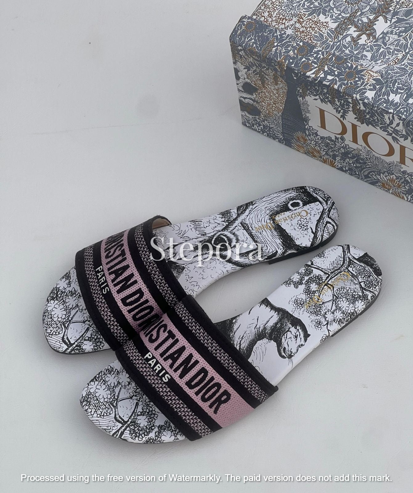 Embroidered Floral Canvas Slide Sandals - Luxury Summer Flats