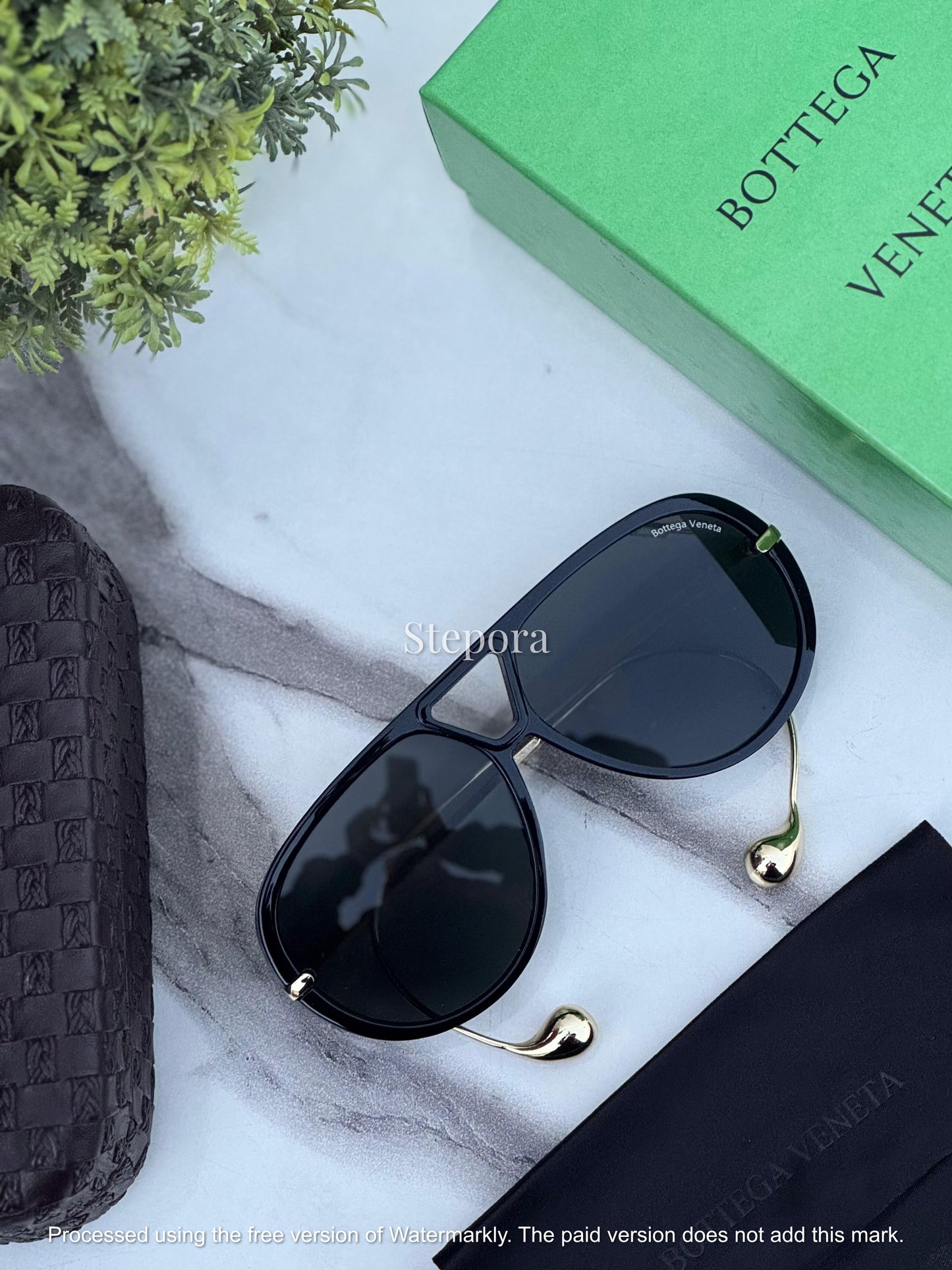 Architectural Drop-Temple Aviator Sunglasses