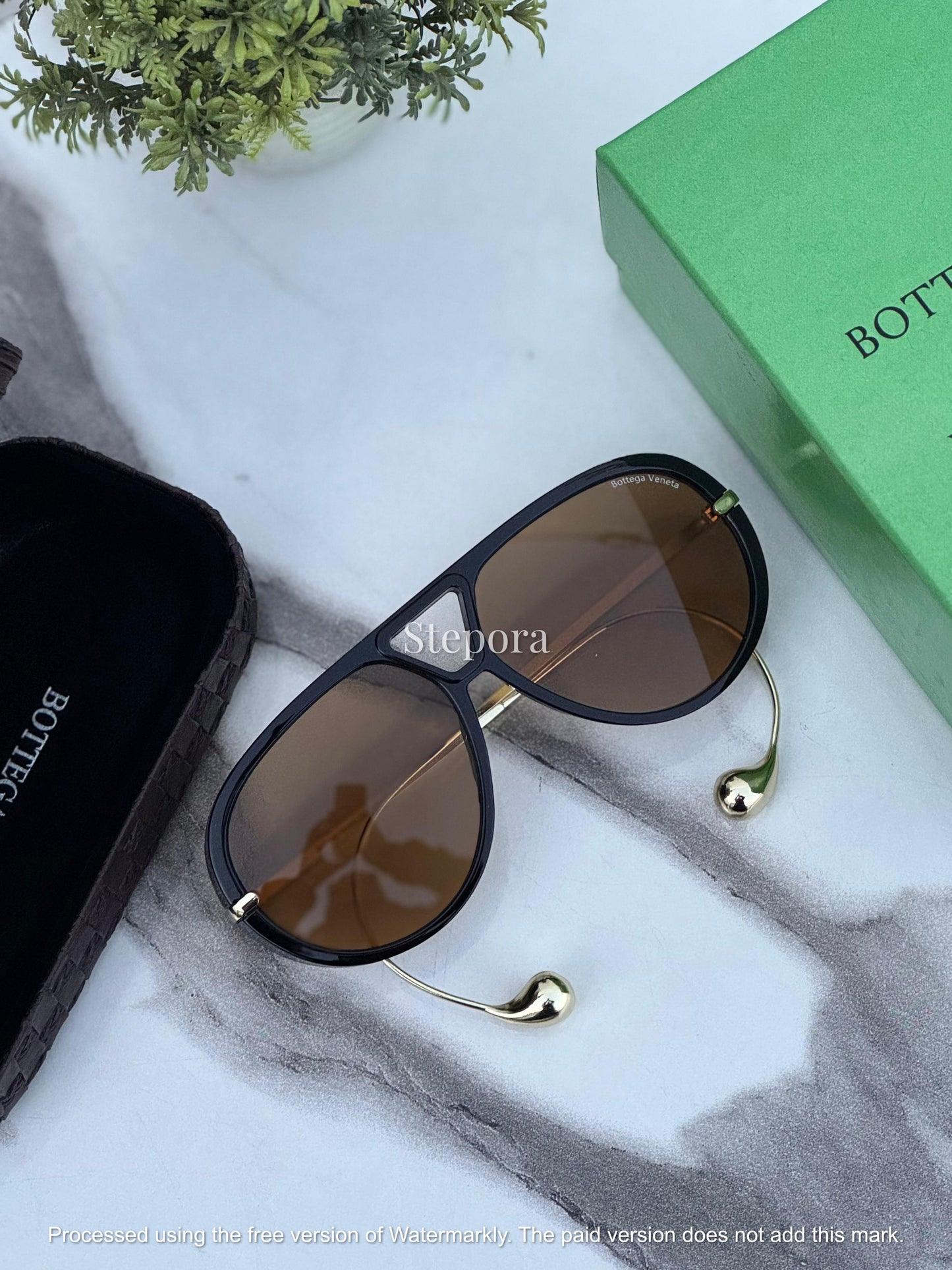 Architectural Drop-Temple Aviator Sunglasses