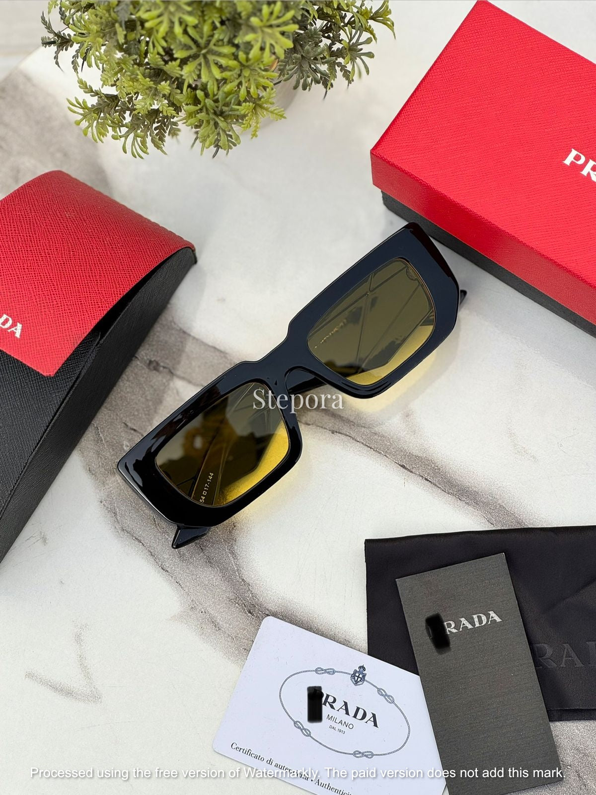 Geometric Black Sunglasses with Yellow Lenses