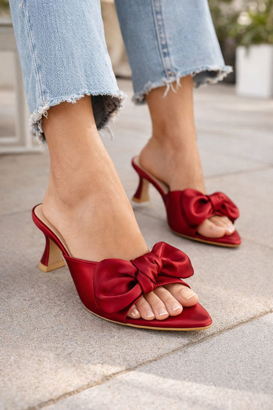 Satin Oversized Bow Mules