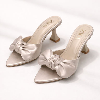 Satin Oversized Bow Mules