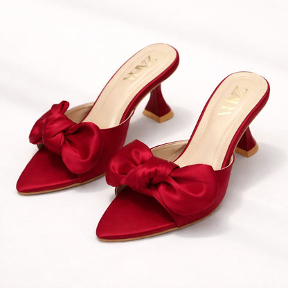 Satin Oversized Bow Mules