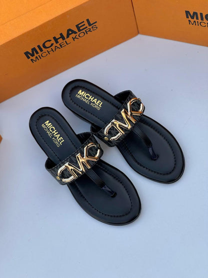 Metallic Logo Embellished Thong Sandals