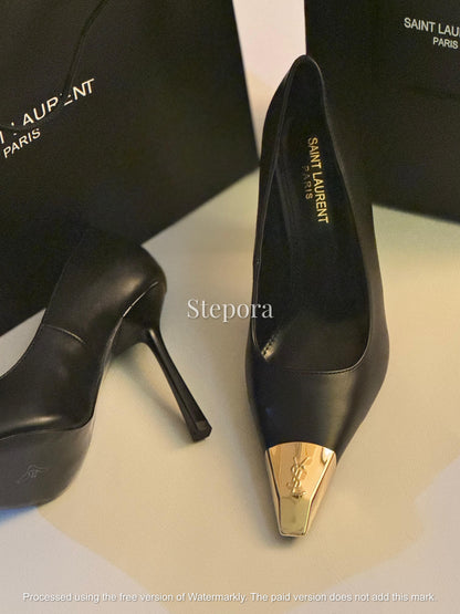 Metal-Toe Pointed Pumps