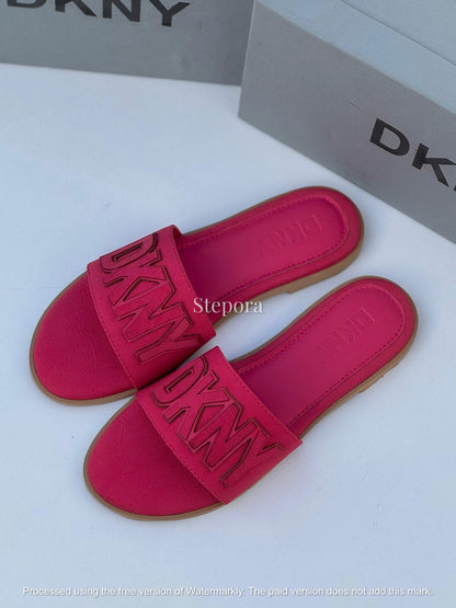 Embossed Bold Letter Canvas Slides – Women’s Casual Flat Sandals