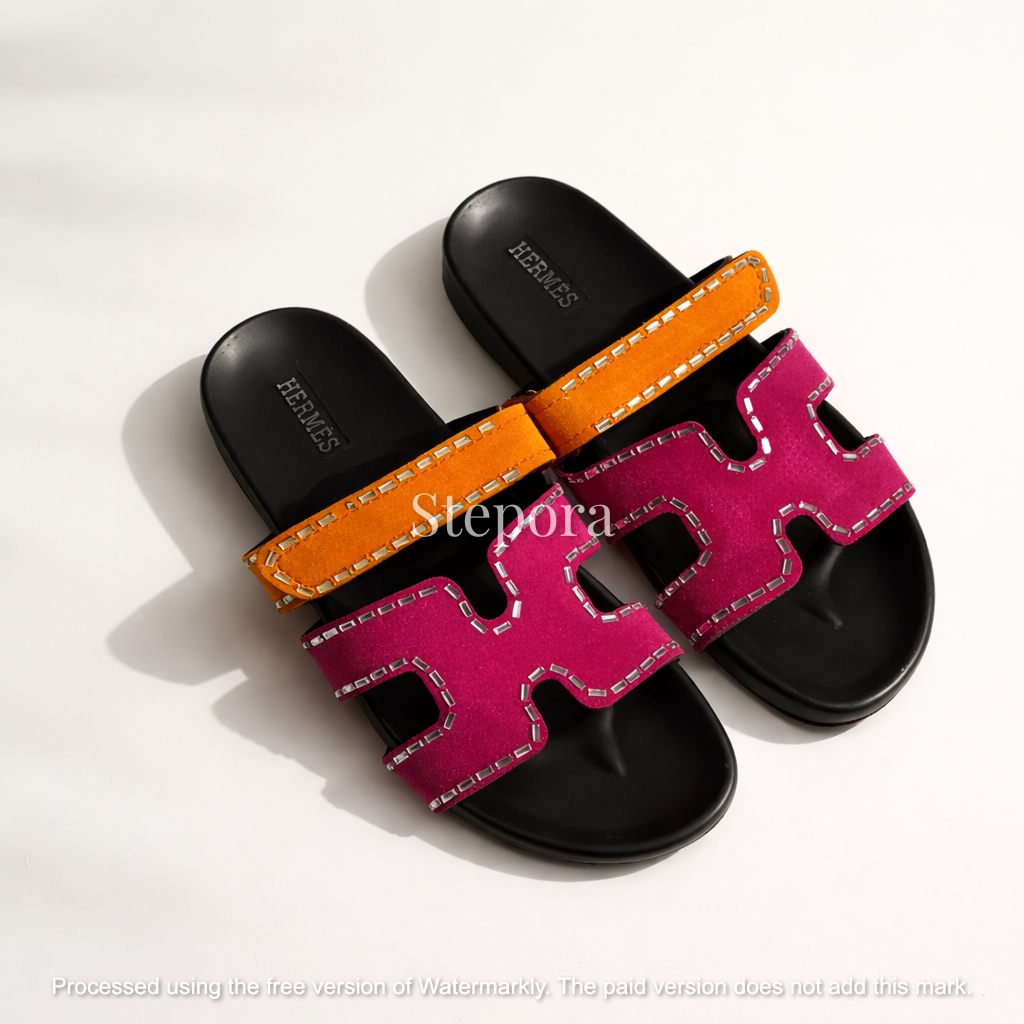 Studded Double-Strap Slides