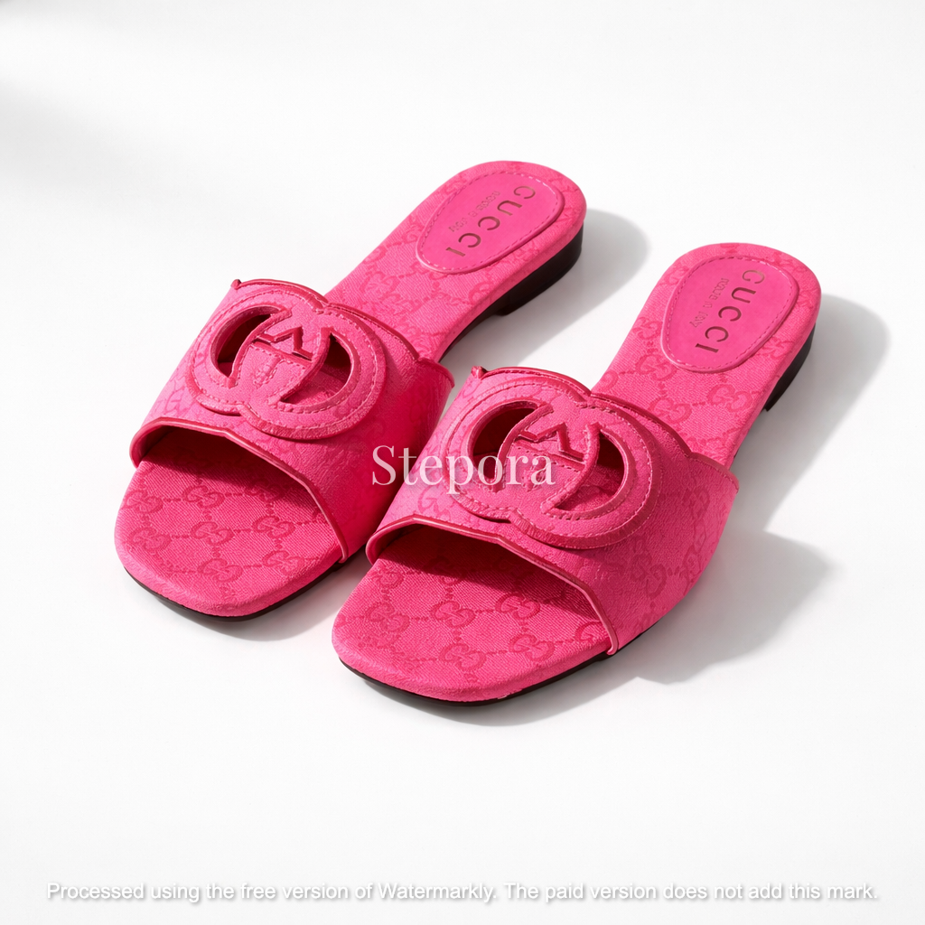 Monogram Canvas Open-Toe Slide Sandals