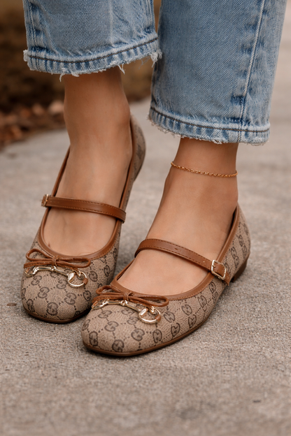 Elegant Square Toe Mary Jane Ballerina Flats with Horsebit Detail – Premium Women's Comfort Pumps