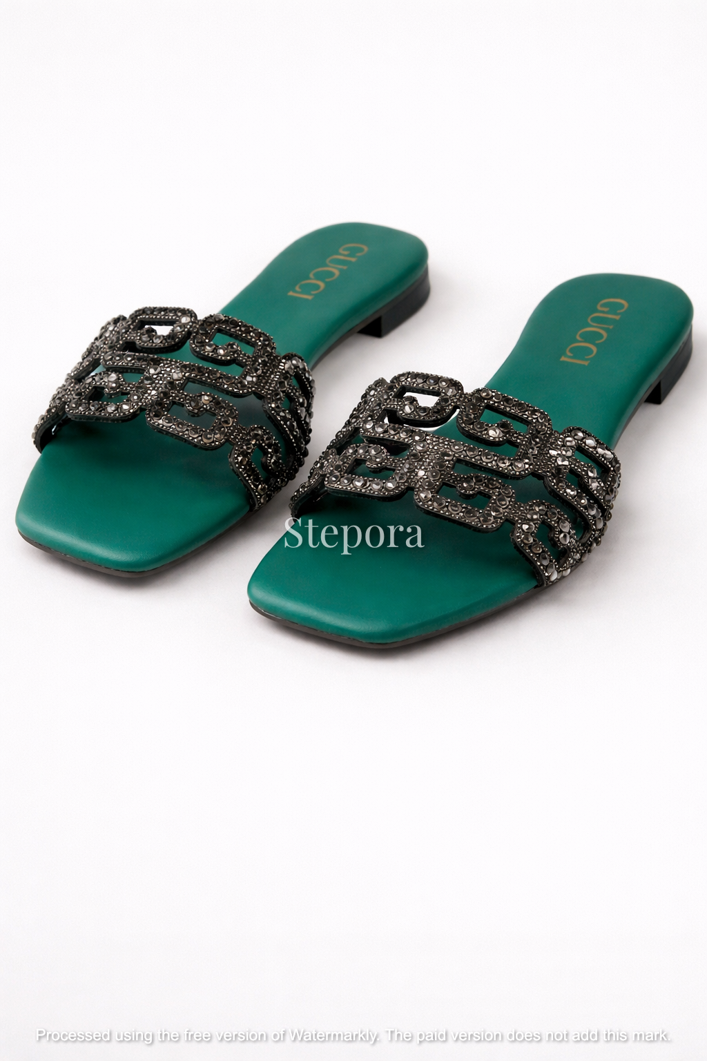 Embellished Cut-Out Flat Sandals
