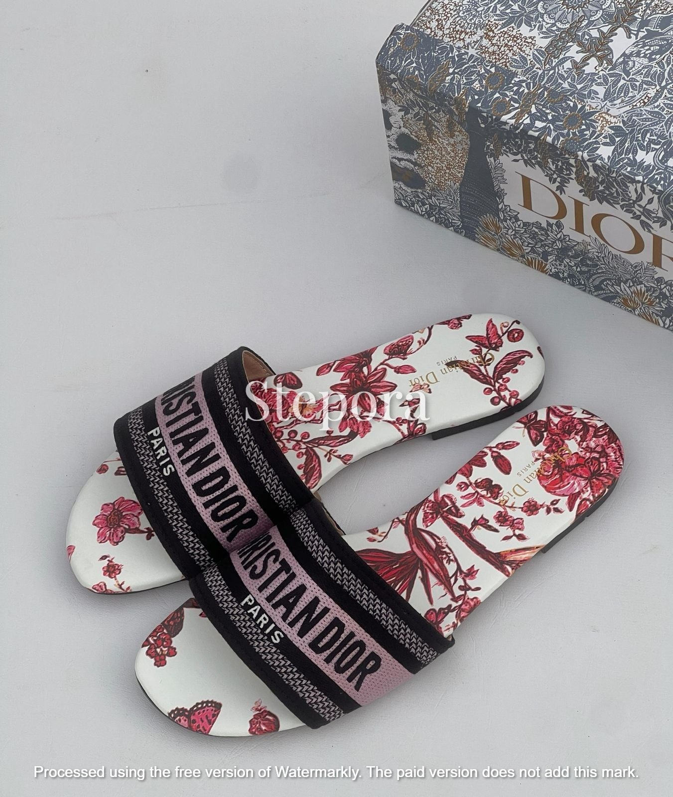 Embroidered Floral Canvas Slide Sandals - Luxury Summer Flats