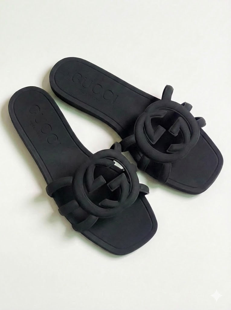 Women's Chic Interlocking Cutout Slides | Soft Matte Everyday Flat Sandals