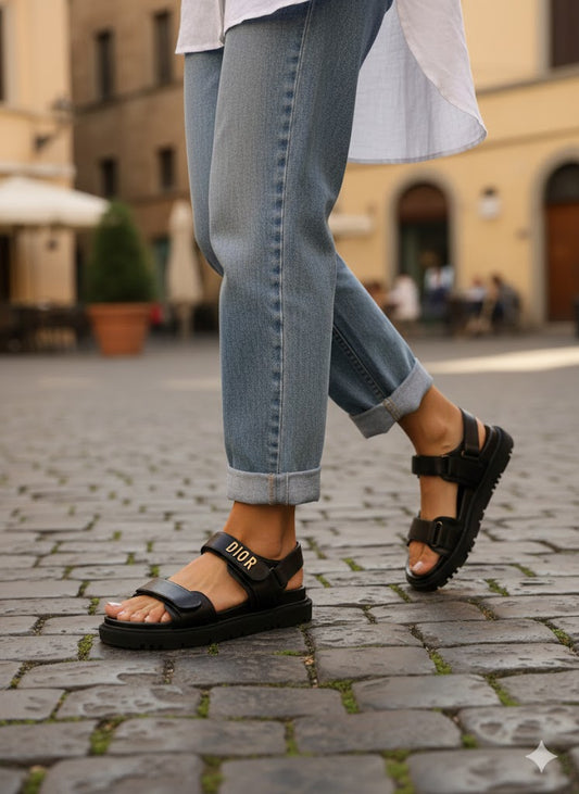 Luxe Platform Strappy Sandals with Adjustable Velcro Straps – Premium Comfortable Walking Footwear for Women