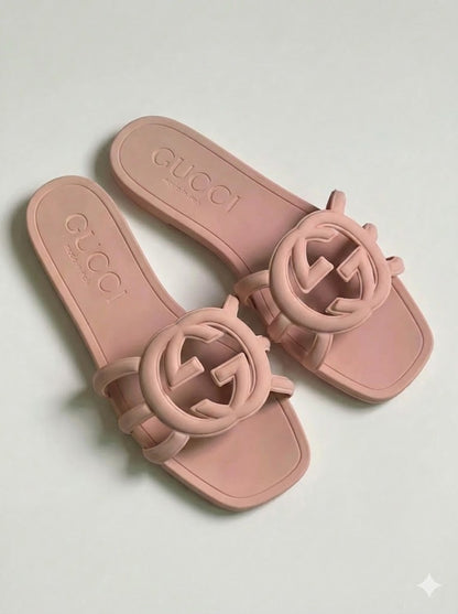 Women's Chic Interlocking Cutout Slides | Soft Matte Everyday Flat Sandals